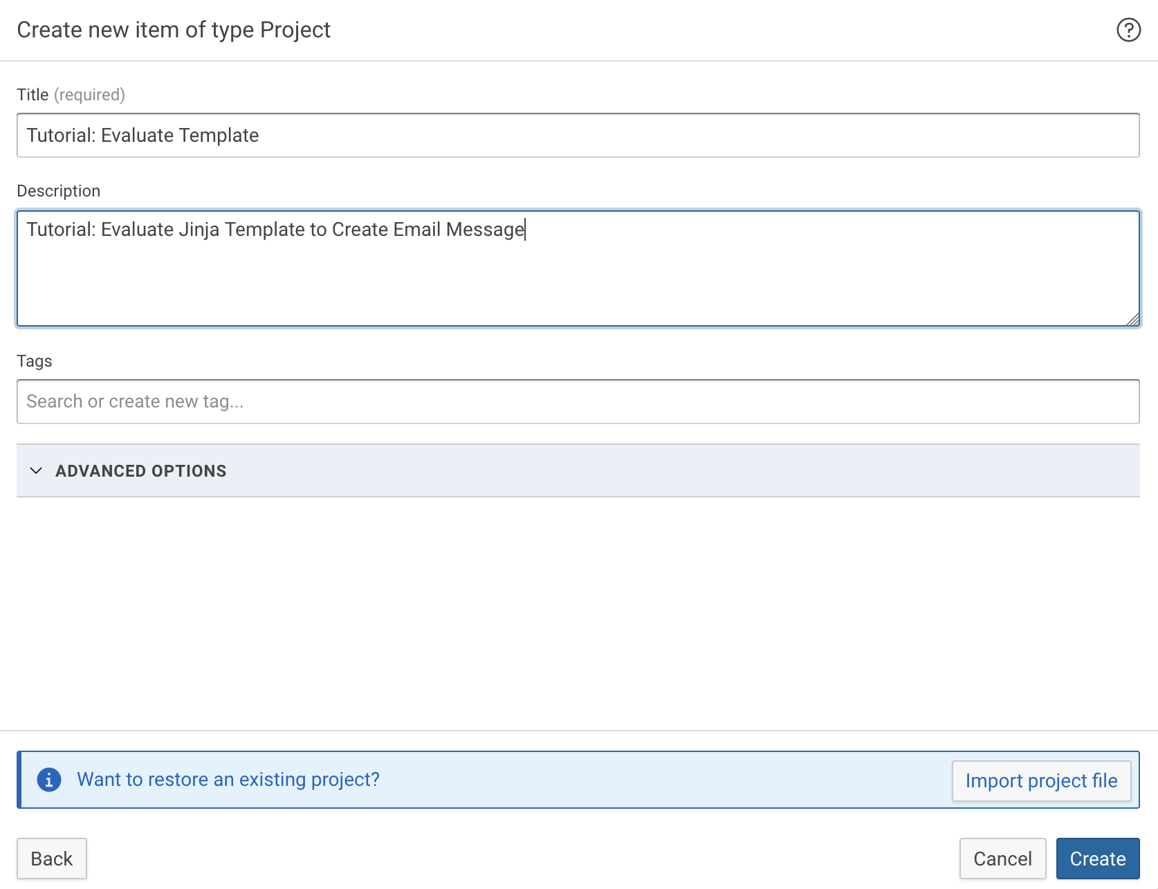 Dialog to create new Knowledge Graph dataset