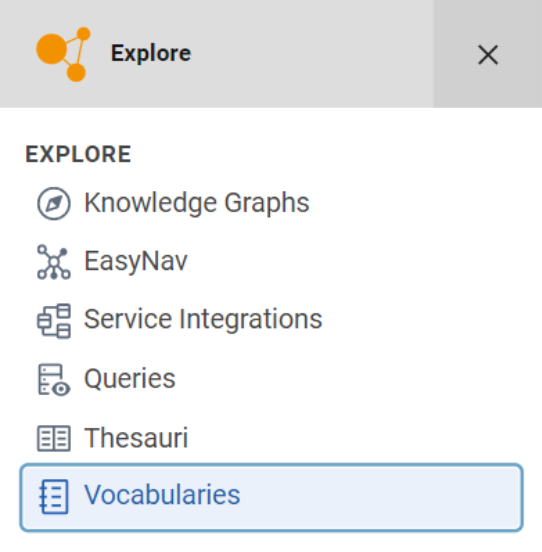 Menu entry EXPLORE > Vocabularies