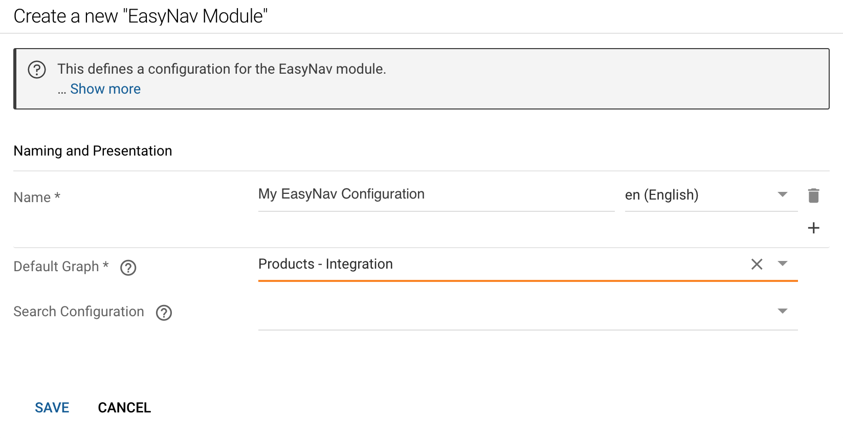 New EasyNav Module dialog