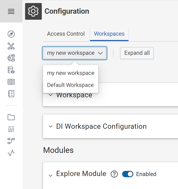 Select workspace to configure