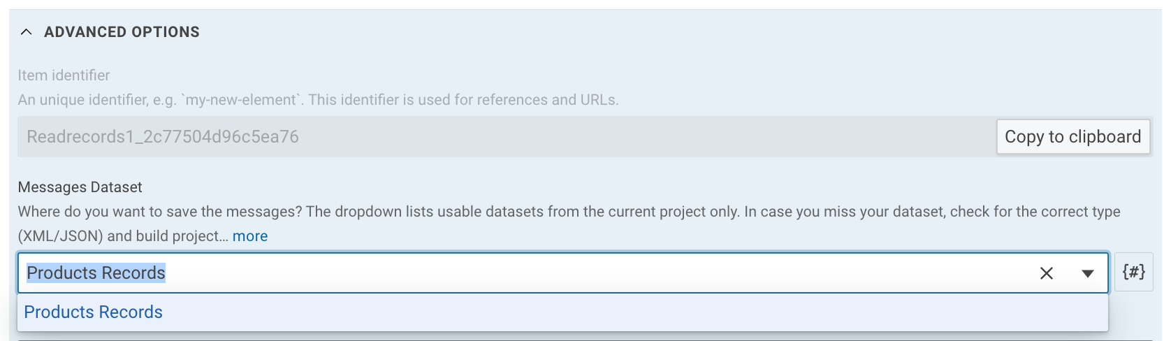 Choose a dataset according to the message format