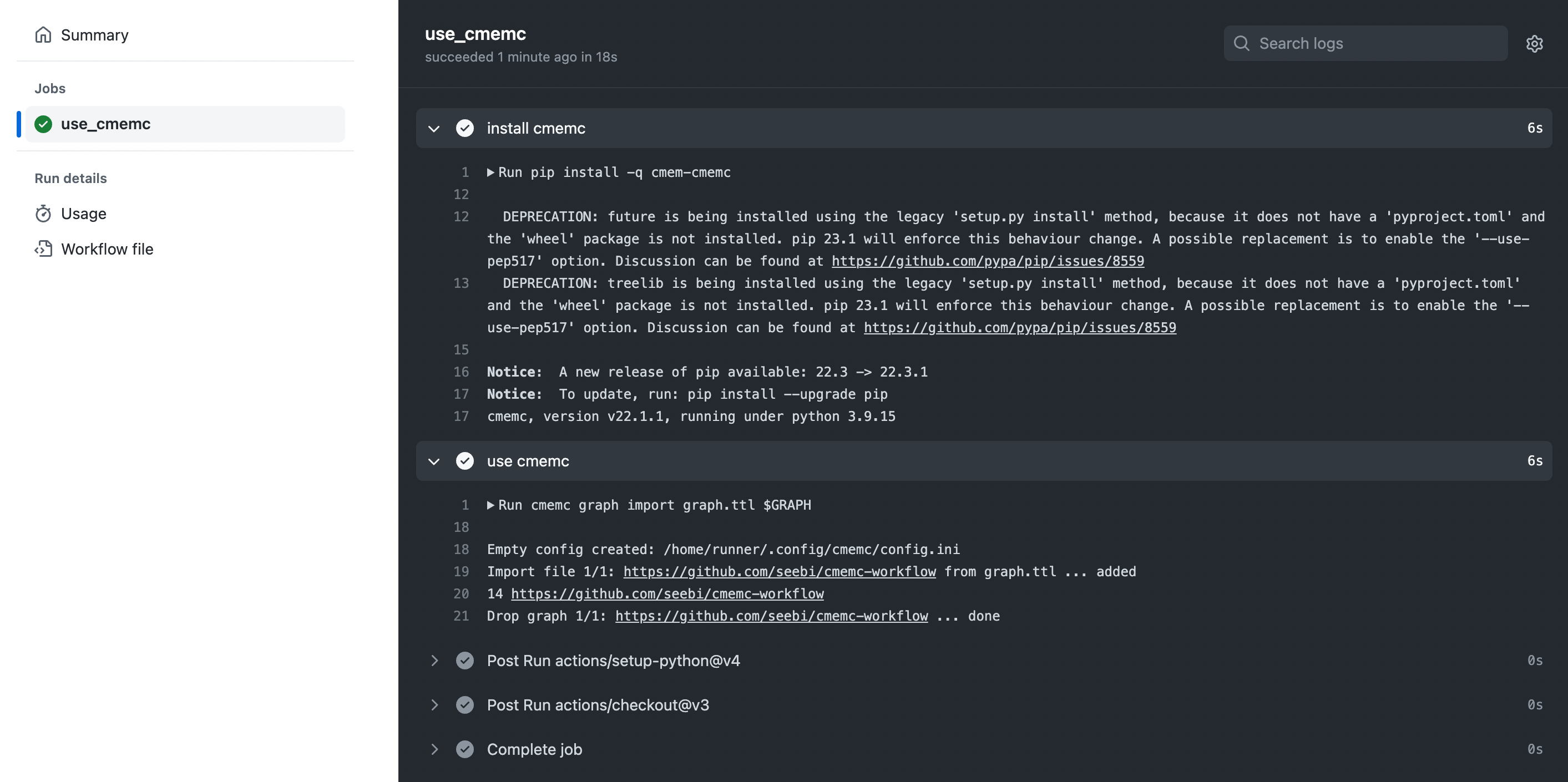 Example workflow output