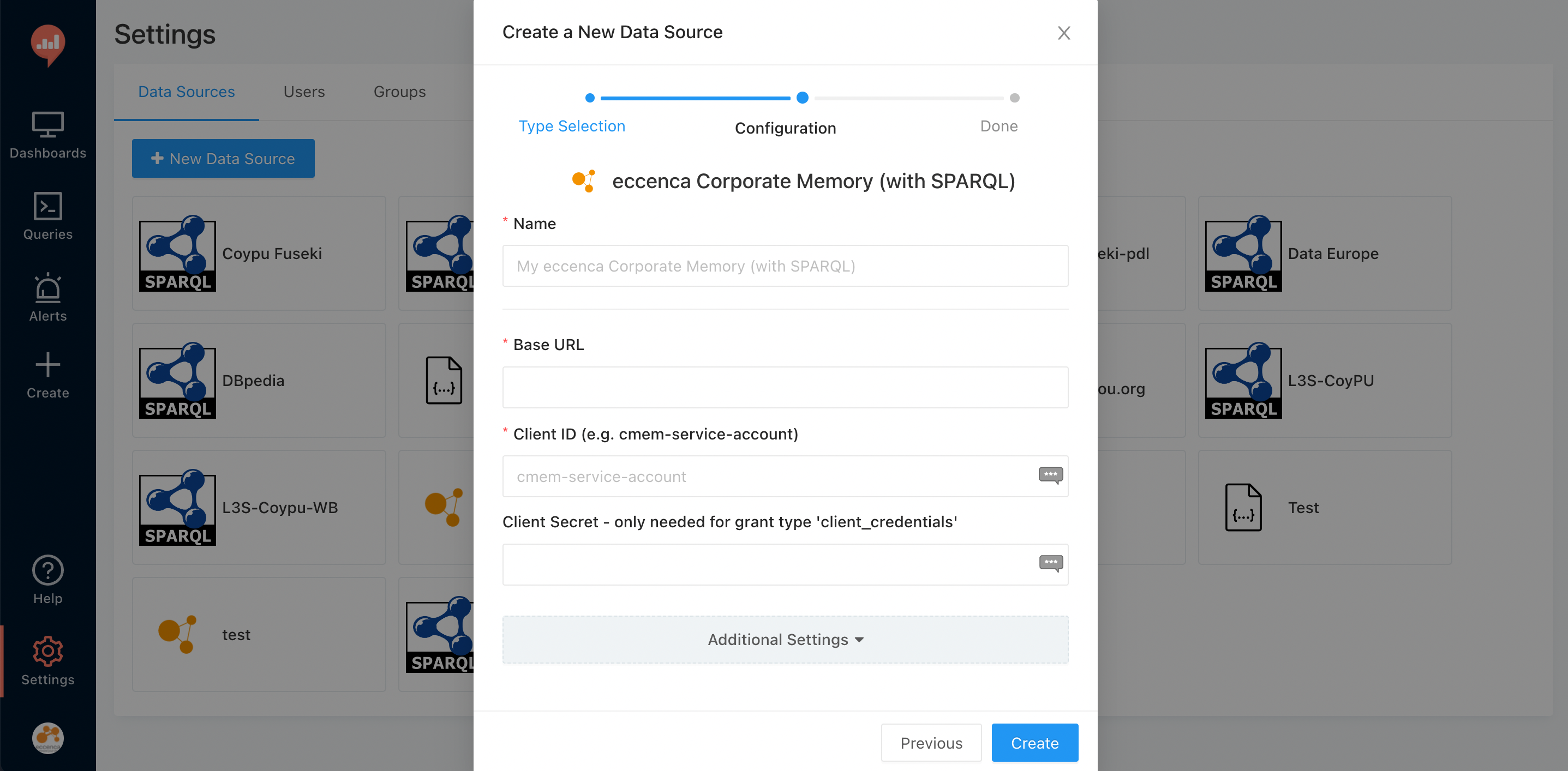 Redash Data Sources: Configure Corporate Memory Access