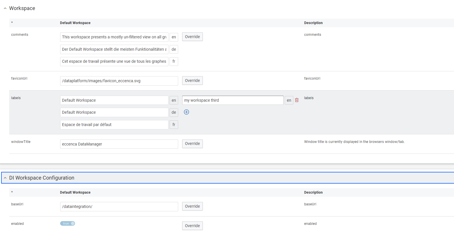 Configuration module settings