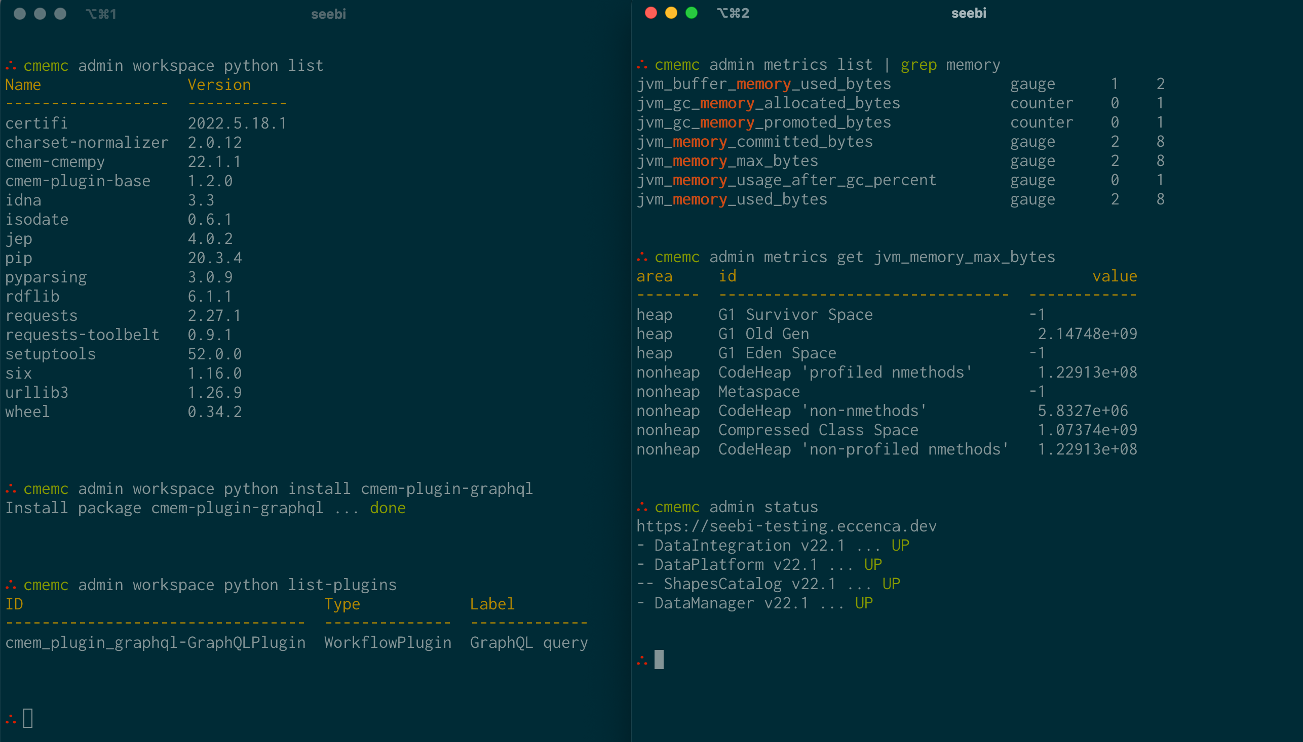 22.1: cmemc - metrics and python list command