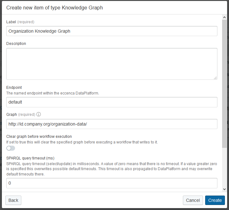 Dialog to create new Knowledge Graph dataset