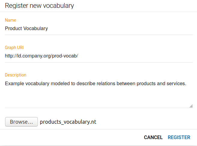 Dialog to register a new vocabulary.