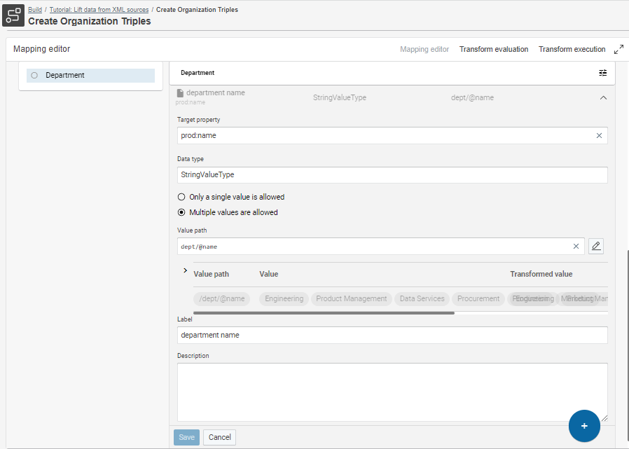 Configuration of a mapping rule