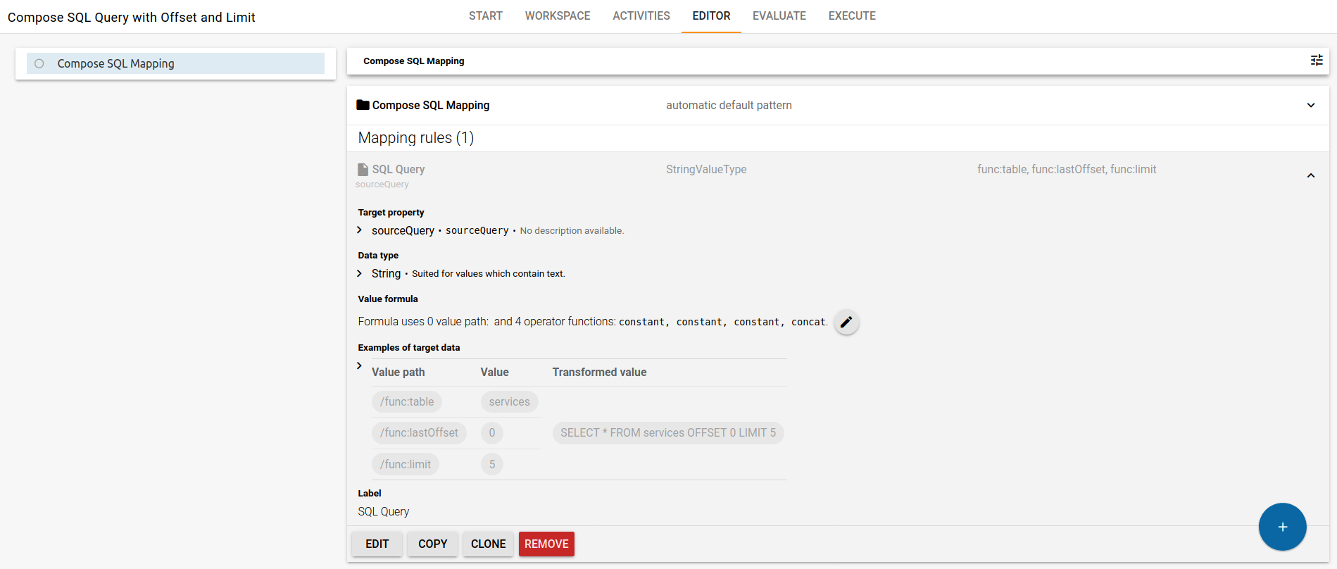 sourceQuery value mapping rule