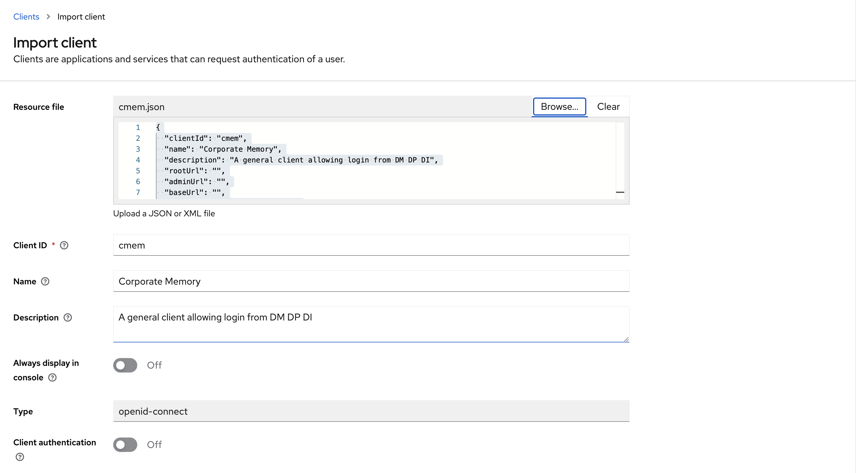 Dialog import cmem client