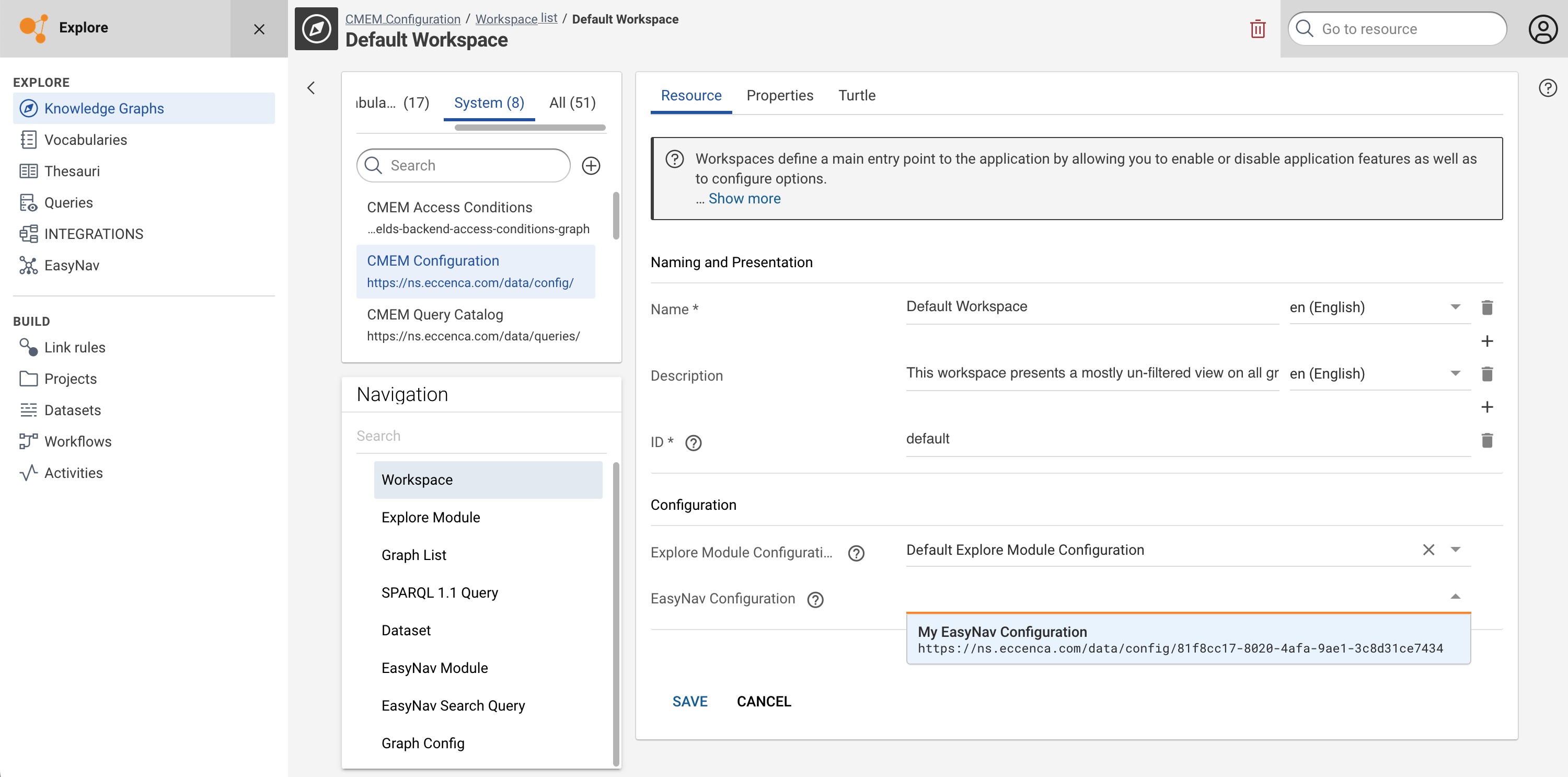 Select Business Knowledge Editor Module in Workspace configuration