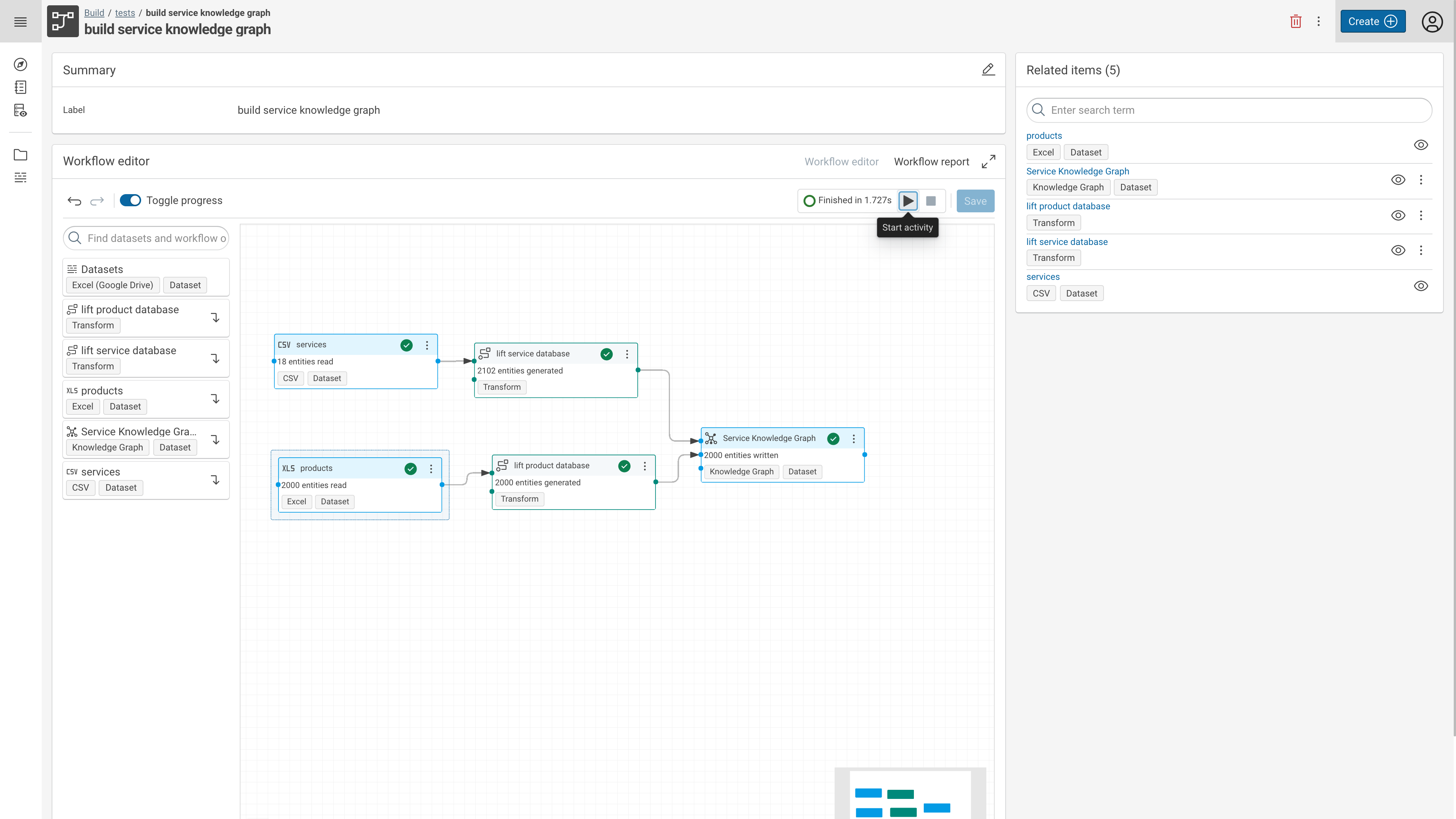 21.11 - workflow editor - inline (live) progress and statistics