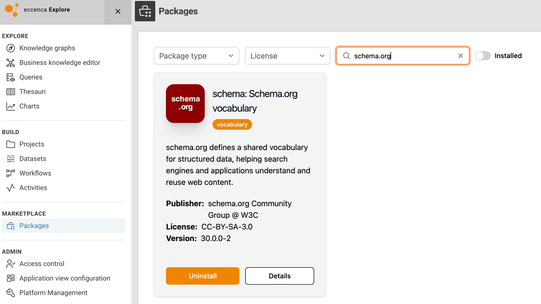 Search and install ontologies