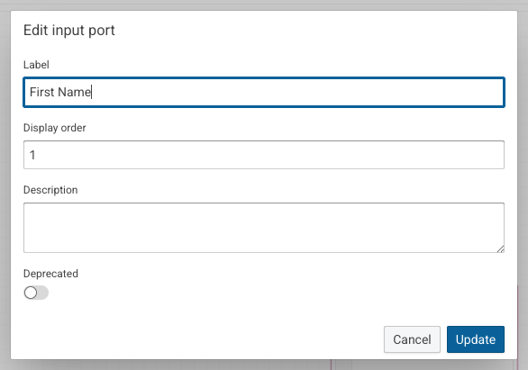 The Edit input port dialog The Edit input port dialog