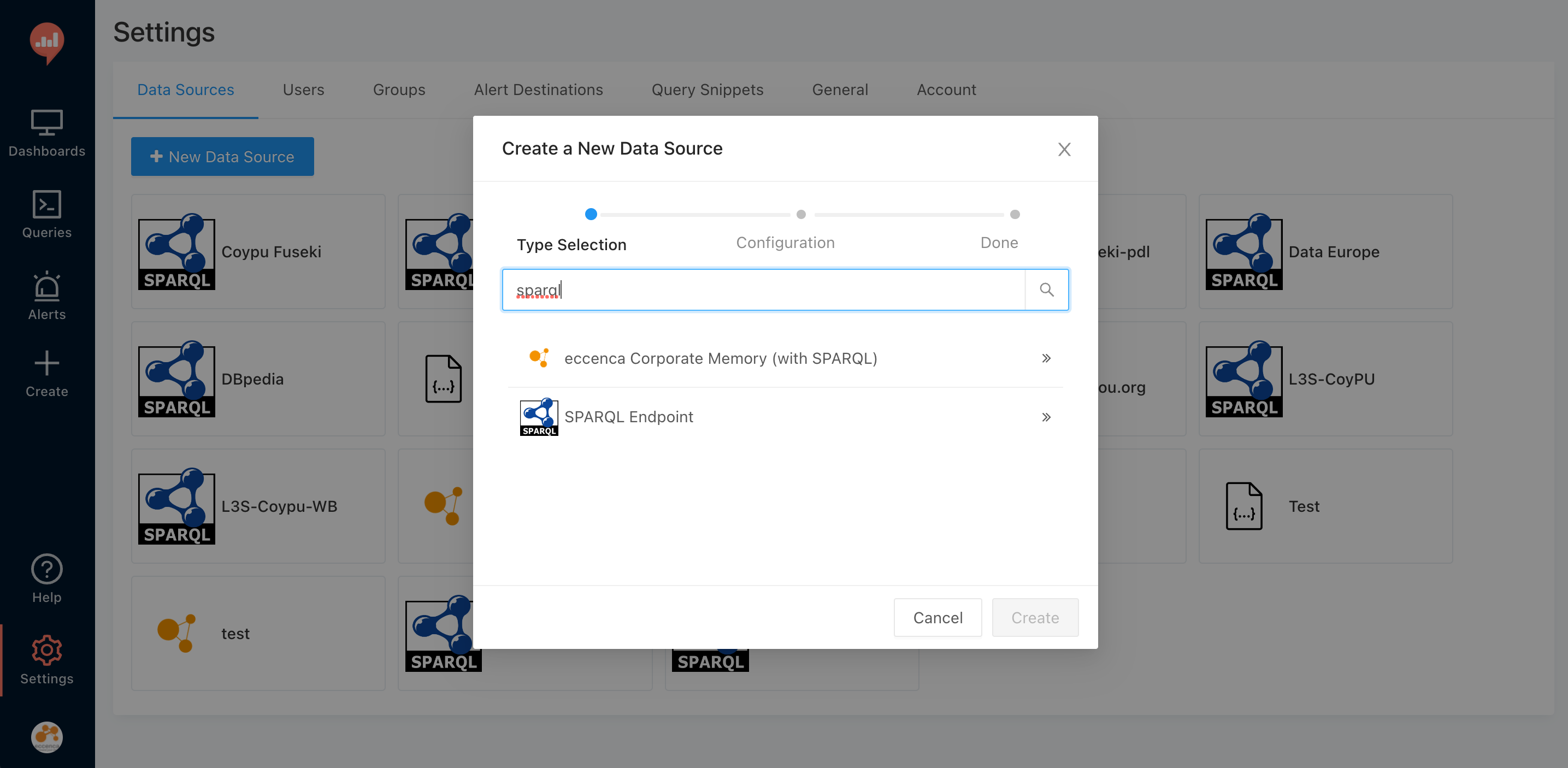 Redash Data Sources: Search for eccenca Corporate Memory Redash Data Sources: Search for eccenca Corporate Memory