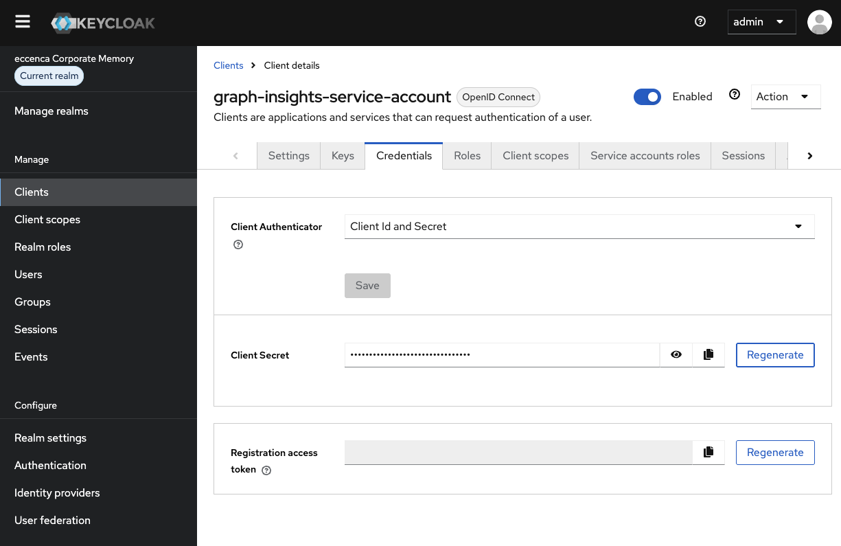 Keycloak client secret regenerate