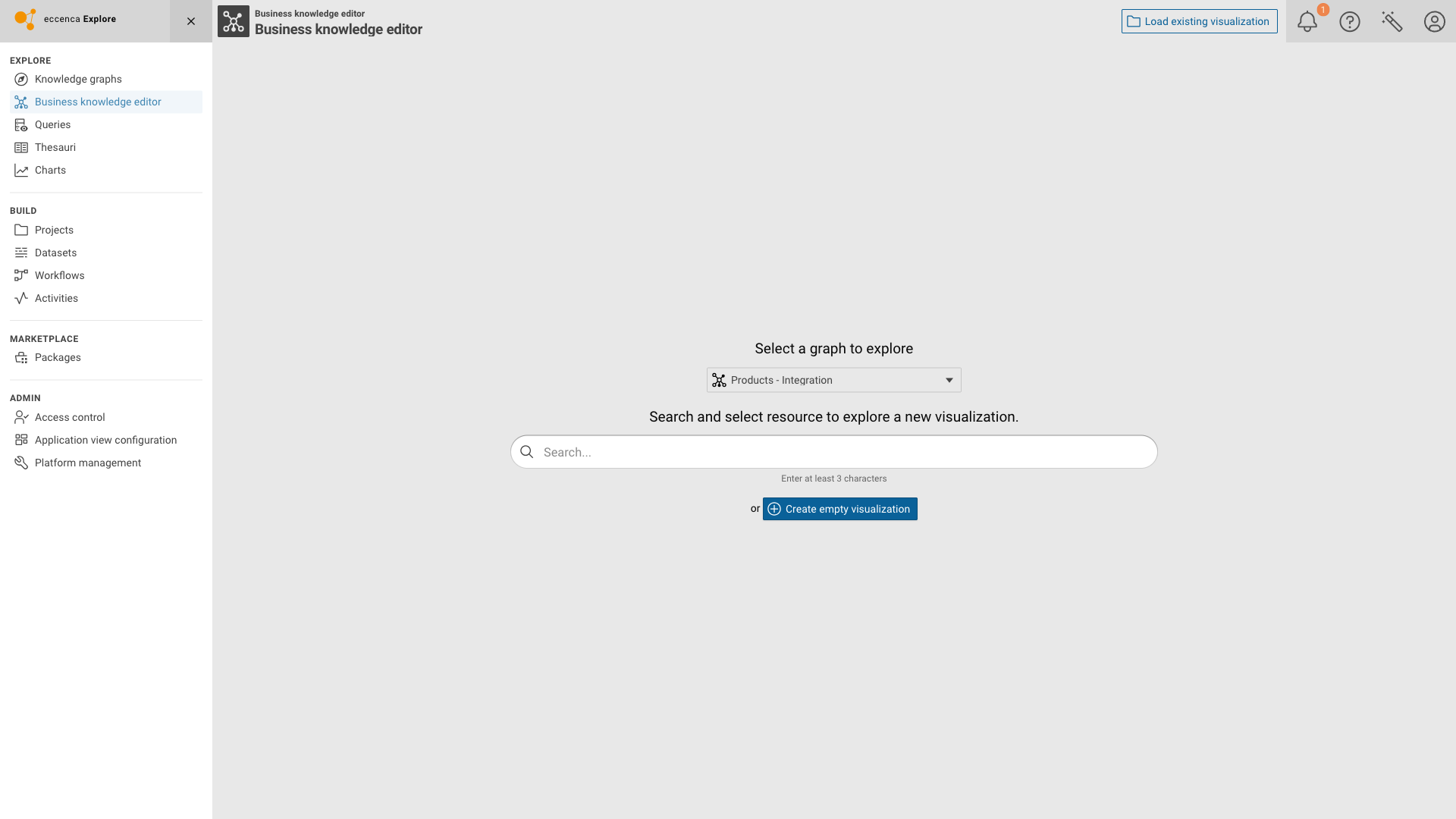 Business knowledge editor in the main navigation