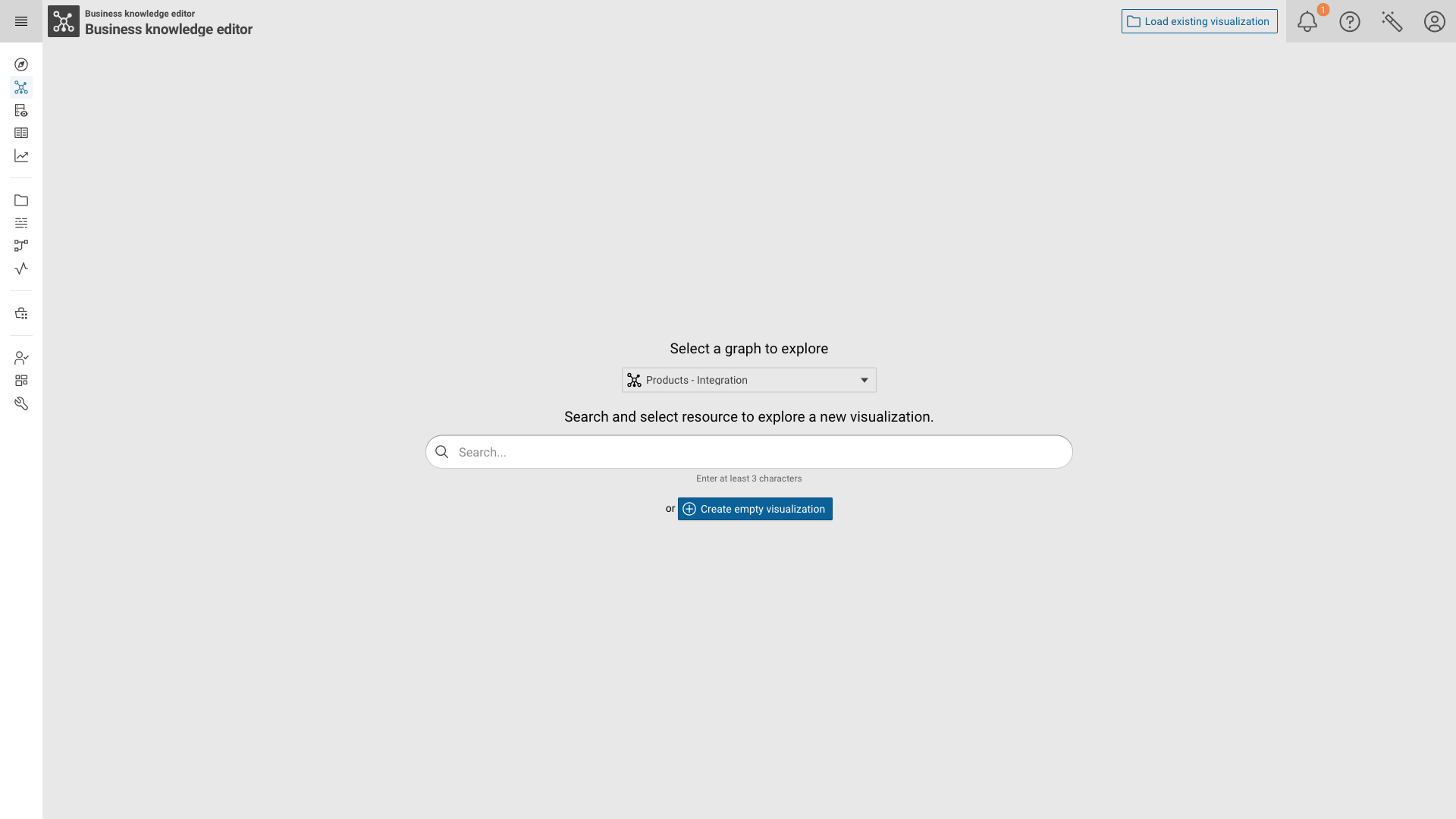 The welcome screen of the Business knowledge editor