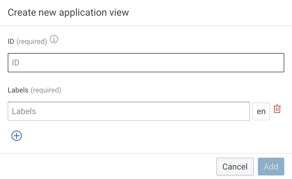 Add new Application view