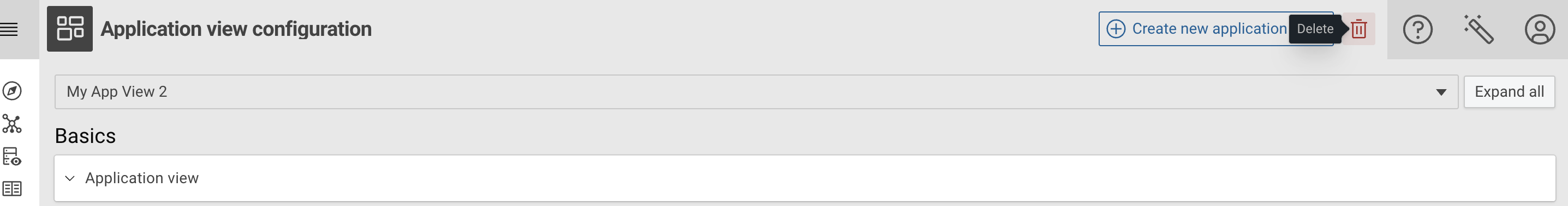 Delete selected Application view