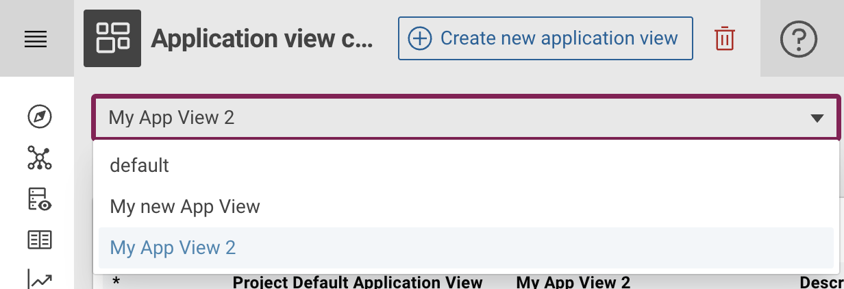 Select Application view to configure