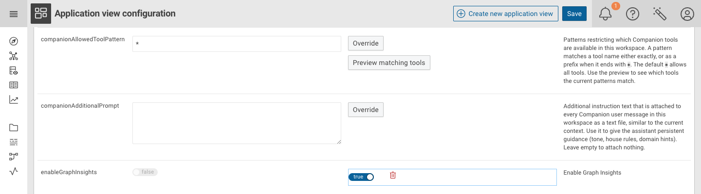 Enable Graph Insights for an application view