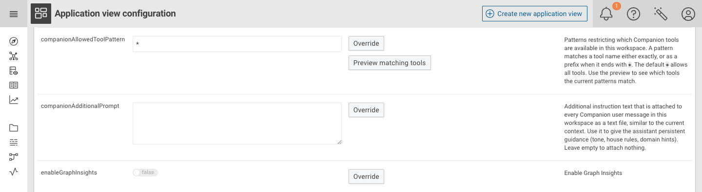 Override the enableGraphInsights configuration