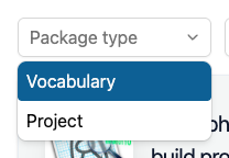The open Package type drop-down The open Package type drop-down